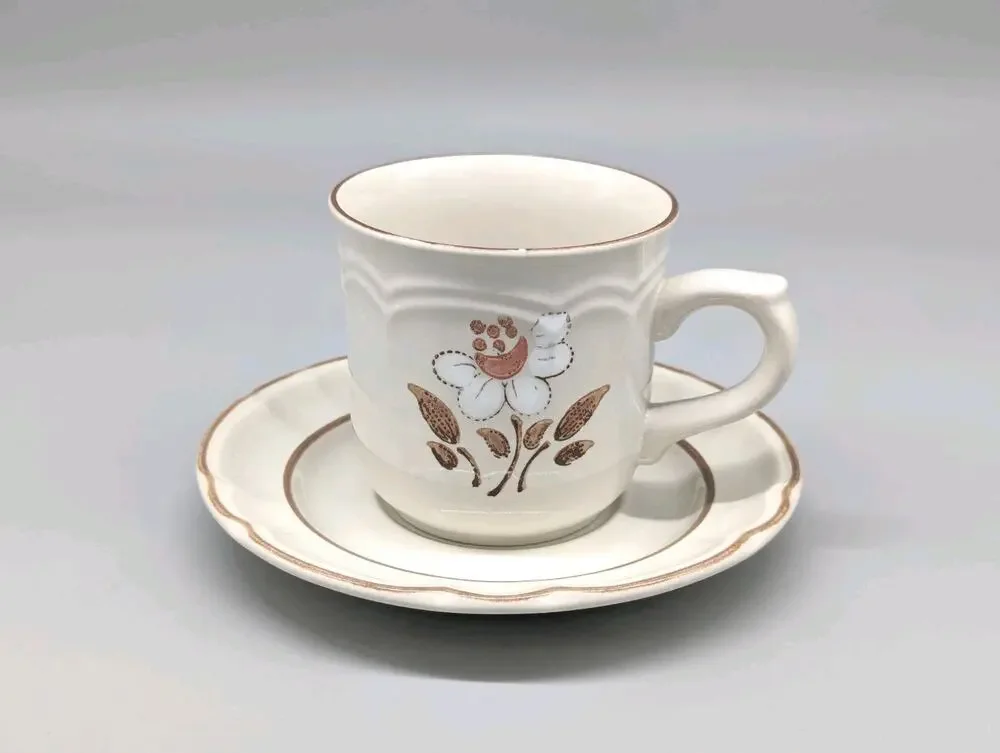 Vintage Cumberland Stoneware Mayblossom Coffee Tea Cup & Saucer Plate Set Of 2